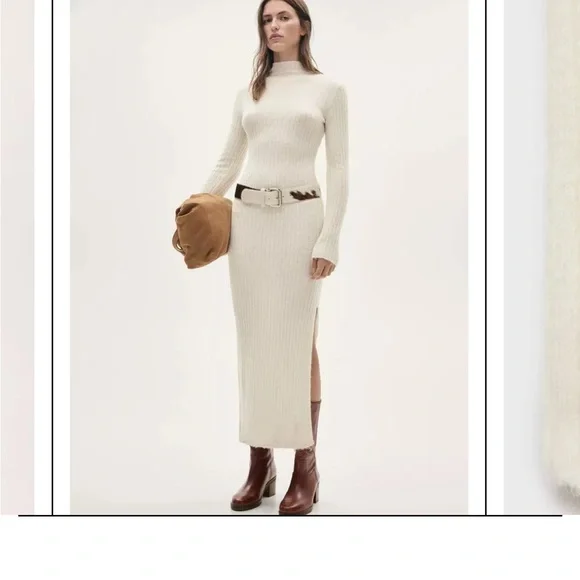 Mango Garrigo Wool Blend Cable Knit Ribbed Dress, NWT - Picture 6 of 9